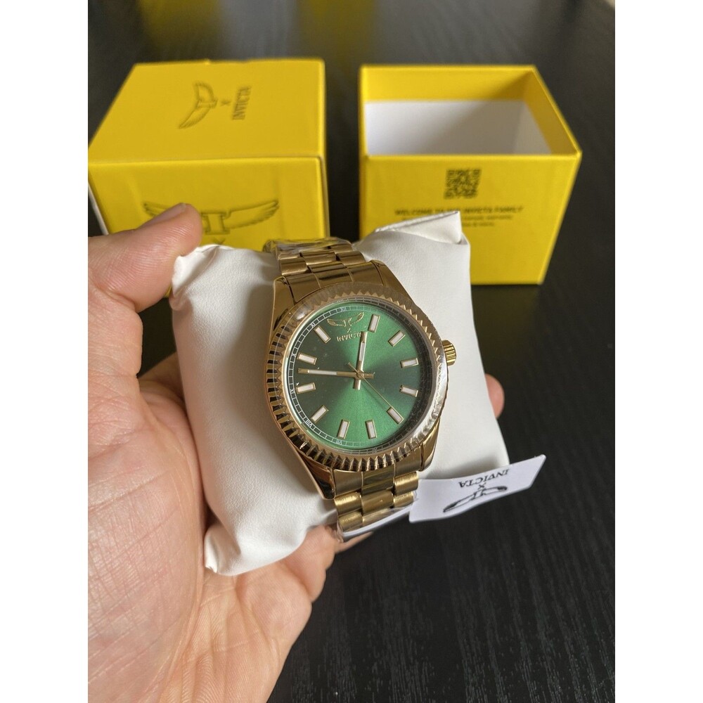 Invicta Men's Watch Specialty I by Invicta Green Dial Yellow Gold Bracelet 69008